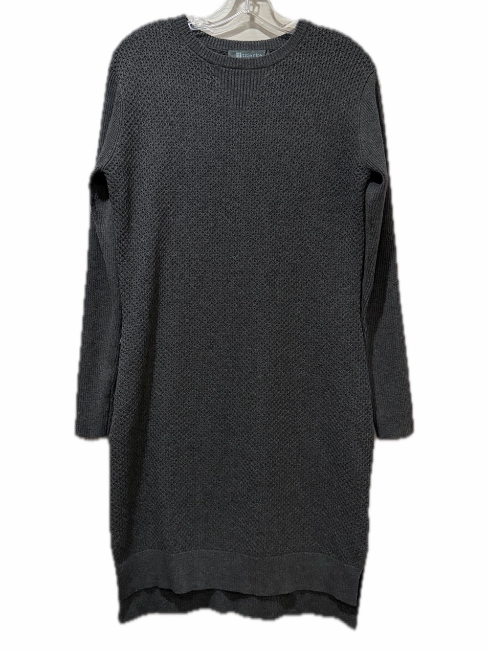 Title Nine Woolicious Waffle Knit Long Sleeve Crewneck Wool Sweater Dress B12